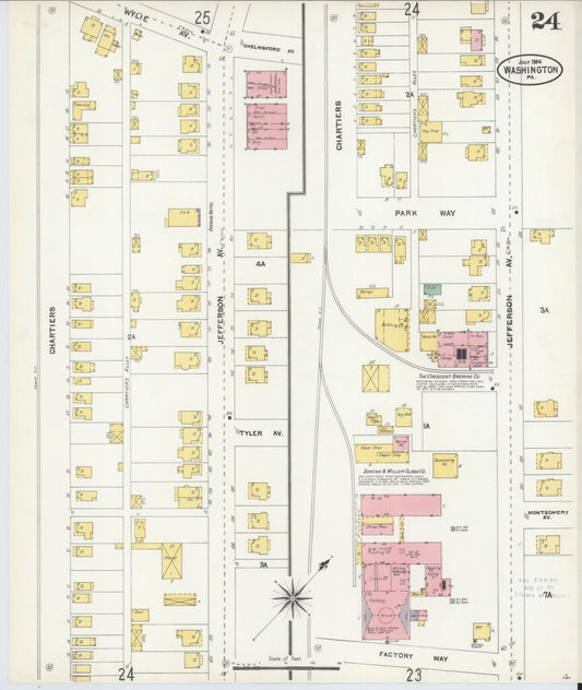 Sanborn Fire Insurance Map from Washington, Washington County, Pennsylvania (1904), Sheet #0024 - Historic Sanborn Fire Insurance Map Print, vintage old map wall art, antique decor, genealogy gift, Pennsylvania Pennsylvania map