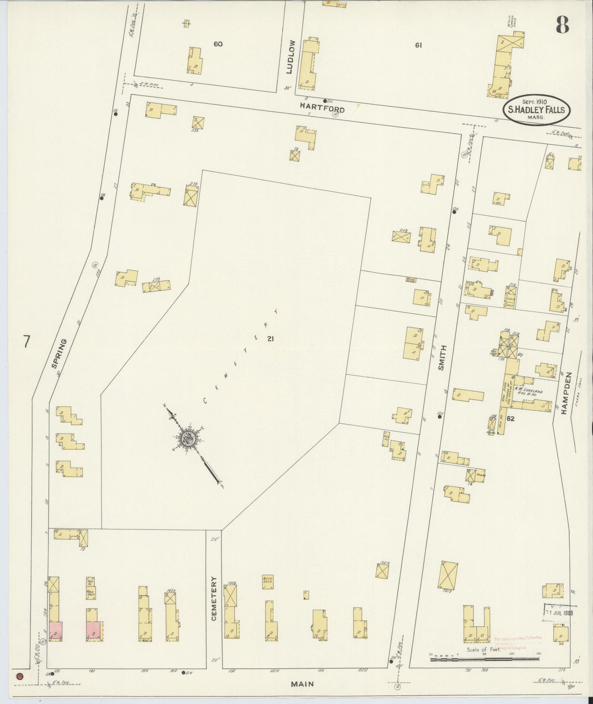 Sanborn Fire Insurance Map from South Hadley Falls, Hampshire County, Massachusetts (1910), Sheet #0008 - Complete Map Set gallery image, historic Sanborn map, vintage wall art, Massachusetts Massachusetts