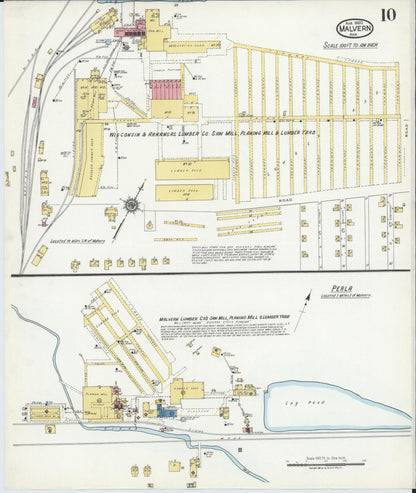 Sanborn Fire Insurance Map from Malvern, Hot Springs County, Arkansas (1920), Sheet #0010 - Complete Map Set gallery image, historic Sanborn map, vintage wall art, Arkansas Arkansas
