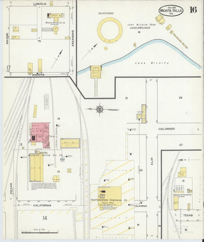 Sanborn Fire Insurance Map from Wichita Falls, Wichita County, Texas (1915), Sheet #0016 - Complete Map Set gallery image, historic Sanborn map, vintage wall art, Texas Texas