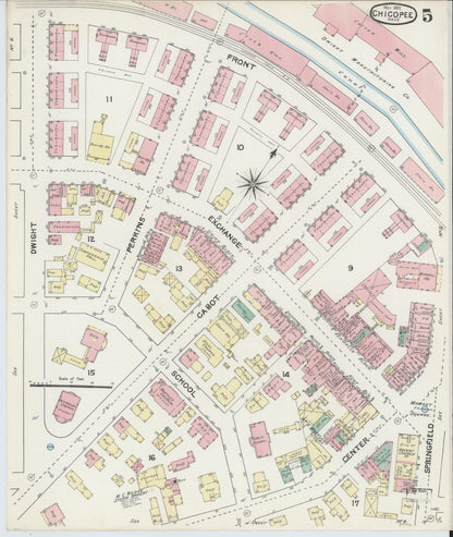 Sanborn Fire Insurance Map from Chicopee, Hampden County, Massachusetts (1891), Sheet #0005 - Complete Map Set gallery image, historic Sanborn map, vintage wall art, Massachusetts Massachusetts