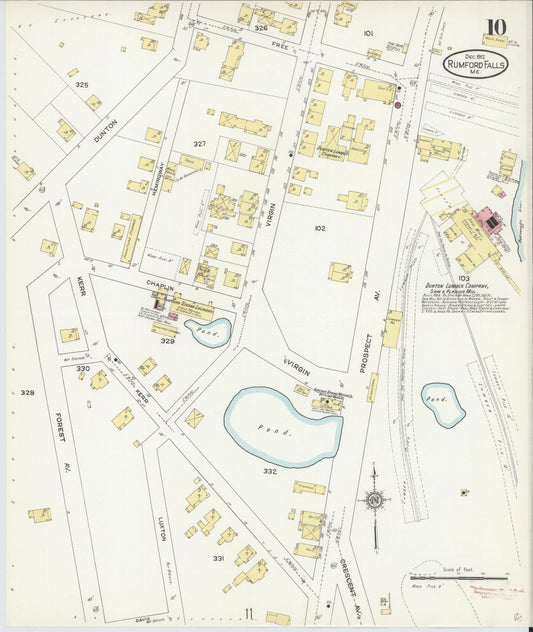 Sanborn Fire Insurance Map from Rumford Falls, Oxford County, Maine (1912), Sheet #0010 - Historic Sanborn Fire Insurance Map Print, vintage old map wall art, antique decor, genealogy gift, Maine Maine map
