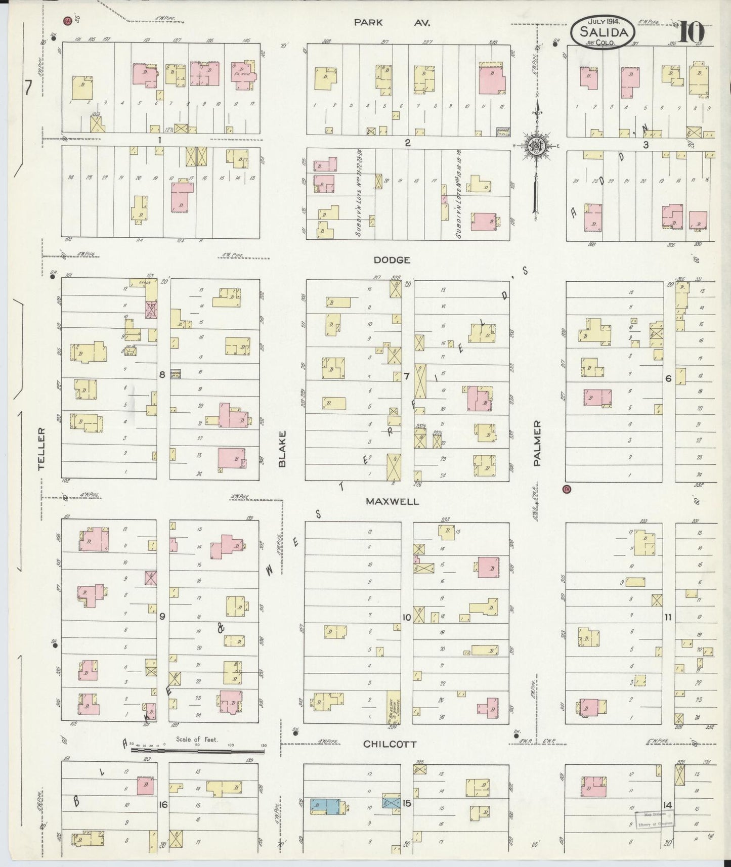 Sanborn Fire Insurance Map from Salida, Chaffee County, Colorado (1914), Sheet #0010 - Historic Sanborn Fire Insurance Map Print, vintage old map wall art, antique decor, genealogy gift, Colorado Colorado map