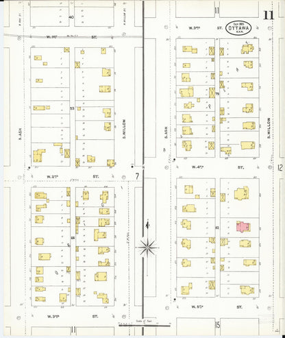 Sanborn Fire Insurance Map from Ottawa, Franklin County, Kansas (1905), Sheet #0011 - Complete Map Set gallery image, historic Sanborn map, vintage wall art, Kansas Kansas
