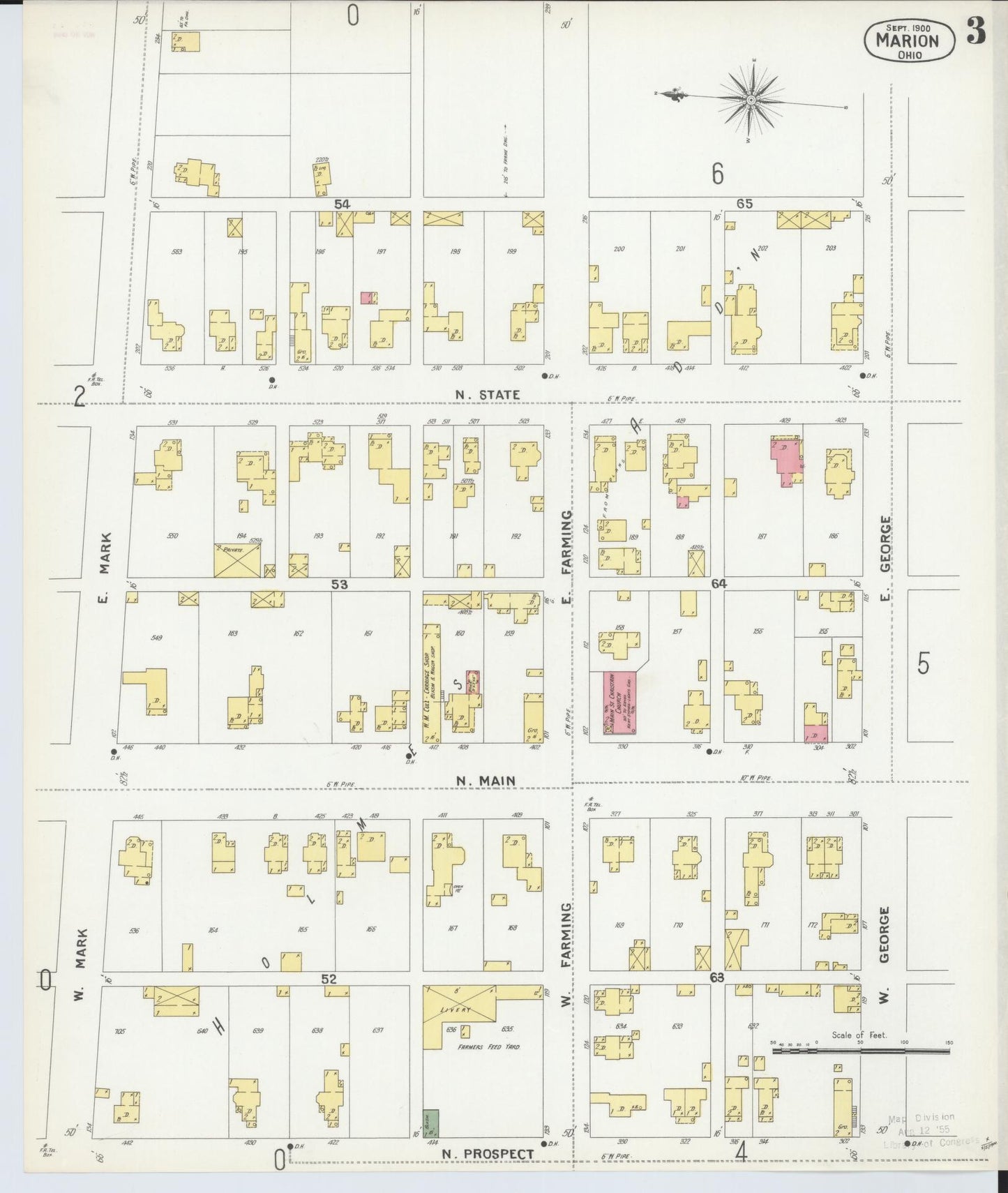 Sanborn Fire Insurance Map from Marion, Marion County, Ohio (1900), Sheet #0003 - Complete Map Set gallery image, historic Sanborn map, vintage wall art, Ohio Ohio