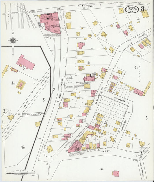 Sanborn Fire Insurance Map from Beacon, Dutchess County, New York (1919), Sheet #0003 - Historic Sanborn Fire Insurance Map Print, vintage old map wall art, antique decor, genealogy gift, New York New York map