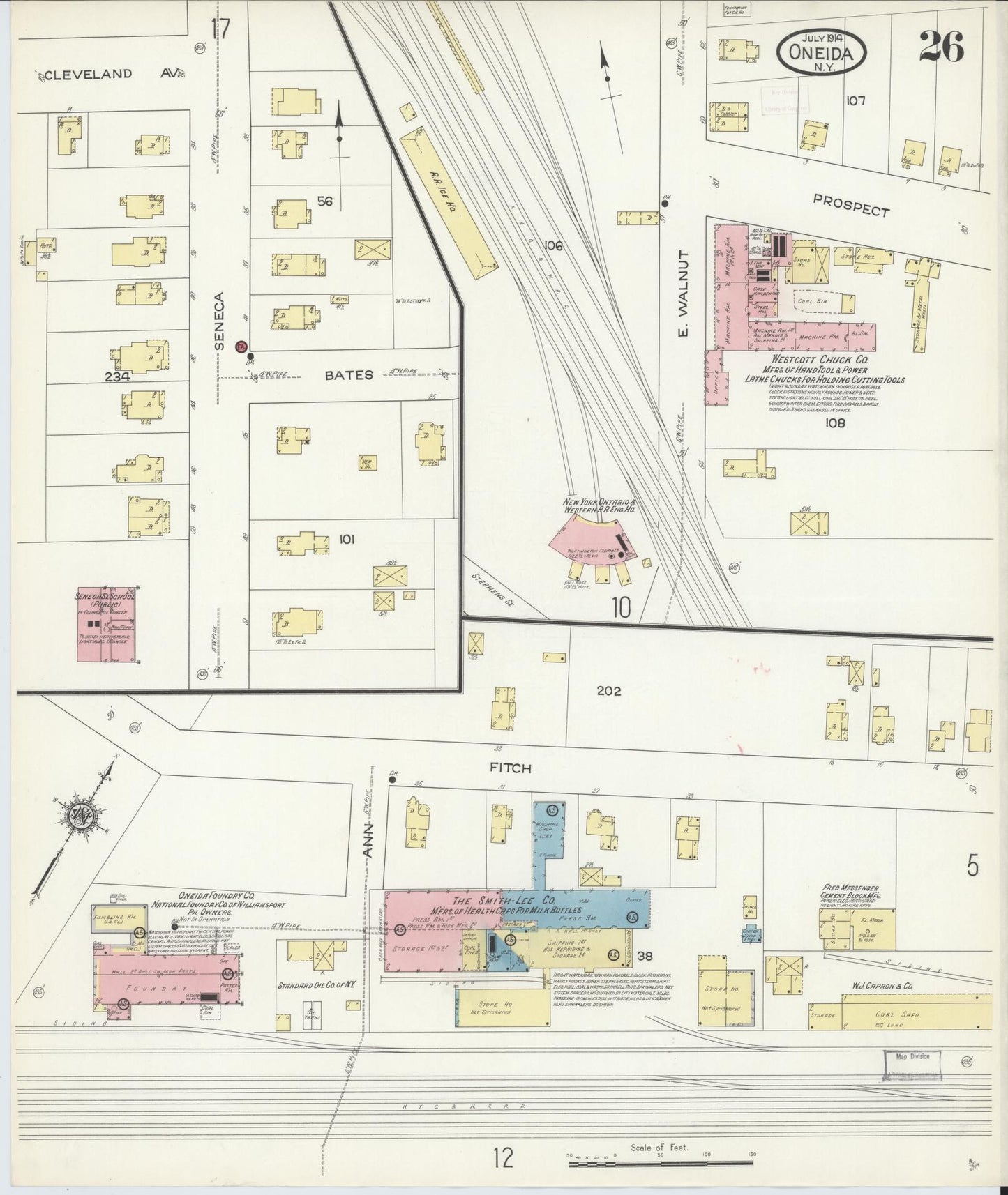 Sanborn Fire Insurance Map from Oneida, Madison County, New York (1914), Sheet #0026 - Complete Map Set gallery image, historic Sanborn map, vintage wall art, New York New York