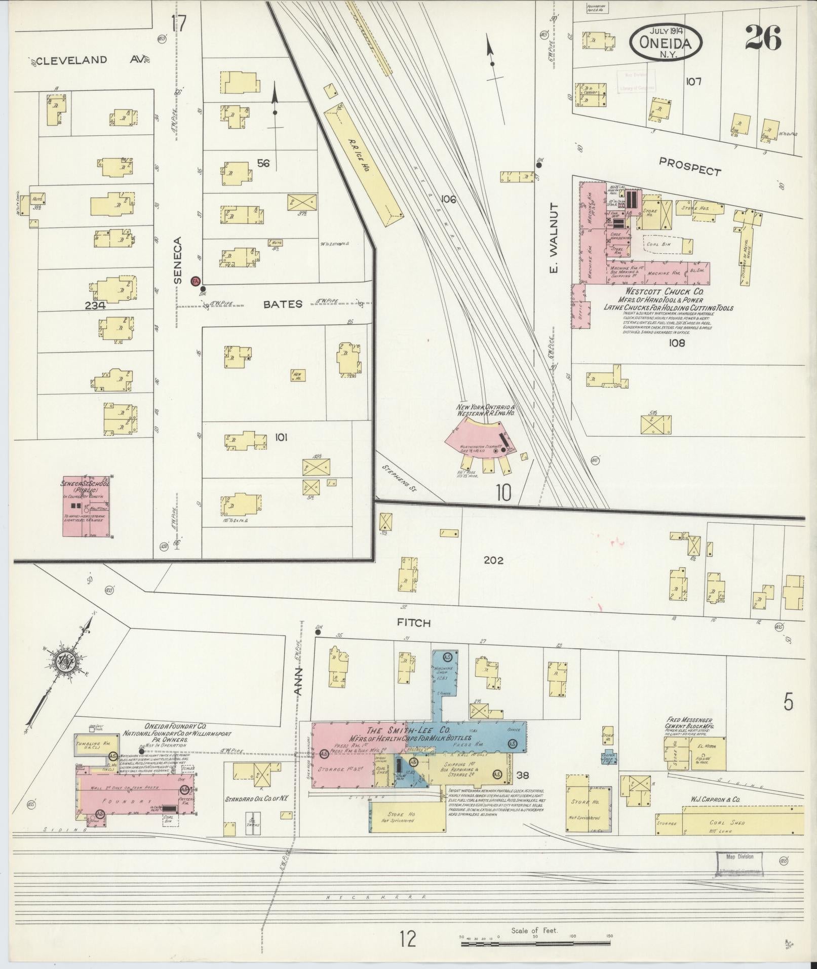 Sanborn Fire Insurance Map from Oneida, Madison County, New York (1914), Sheet #0026 - Complete Map Set gallery image, historic Sanborn map, vintage wall art, New York New York