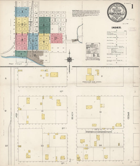 Sanborn Fire Insurance Map from Marysville, Snohomish County, Washington (1912), Sheet #0001 - Complete Map Set gallery image, historic Sanborn map, vintage wall art, Washington Washington