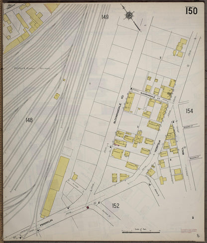 Sanborn Fire Insurance Map from Worcester, Worcester County, Massachusetts (1910), Sheet #0150 - Complete Map Set gallery image, historic Sanborn map, vintage wall art, Massachusetts Massachusetts