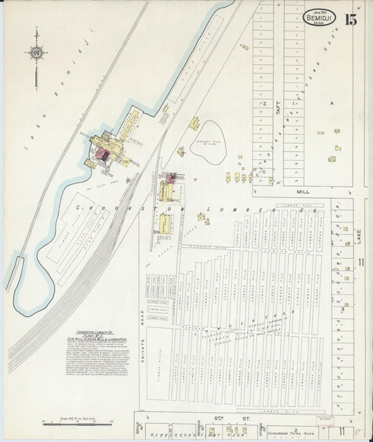 Sanborn Fire Insurance Map from Bemidji, Beltrami County, Minnesota (1914), Sheet #0015 - Historic Sanborn Fire Insurance Map Print, vintage old map wall art, antique decor, genealogy gift, Minnesota Minnesota map