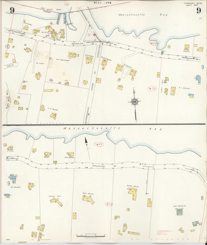 Sanborn Fire Insurance Map from Cohasset, Norfolk County, Massachusetts (1940), Sheet #0009 - Historic Sanborn Fire Insurance Map Print, vintage old map wall art, antique decor, genealogy gift, Massachusetts Massachusetts map
