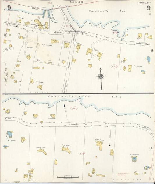 Sanborn Fire Insurance Map from Cohasset, Norfolk County, Massachusetts (1940), Sheet #0009 - Historic Sanborn Fire Insurance Map Print, vintage old map wall art, antique decor, genealogy gift, Massachusetts Massachusetts map