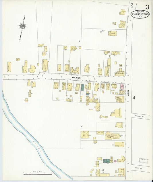 Sanborn Fire Insurance Map from Englishtown, Monmouth County, New Jersey (1909), Sheet #0003 - Historic Sanborn Fire Insurance Map Print, vintage old map wall art, antique decor, genealogy gift, New Jersey New Jersey map