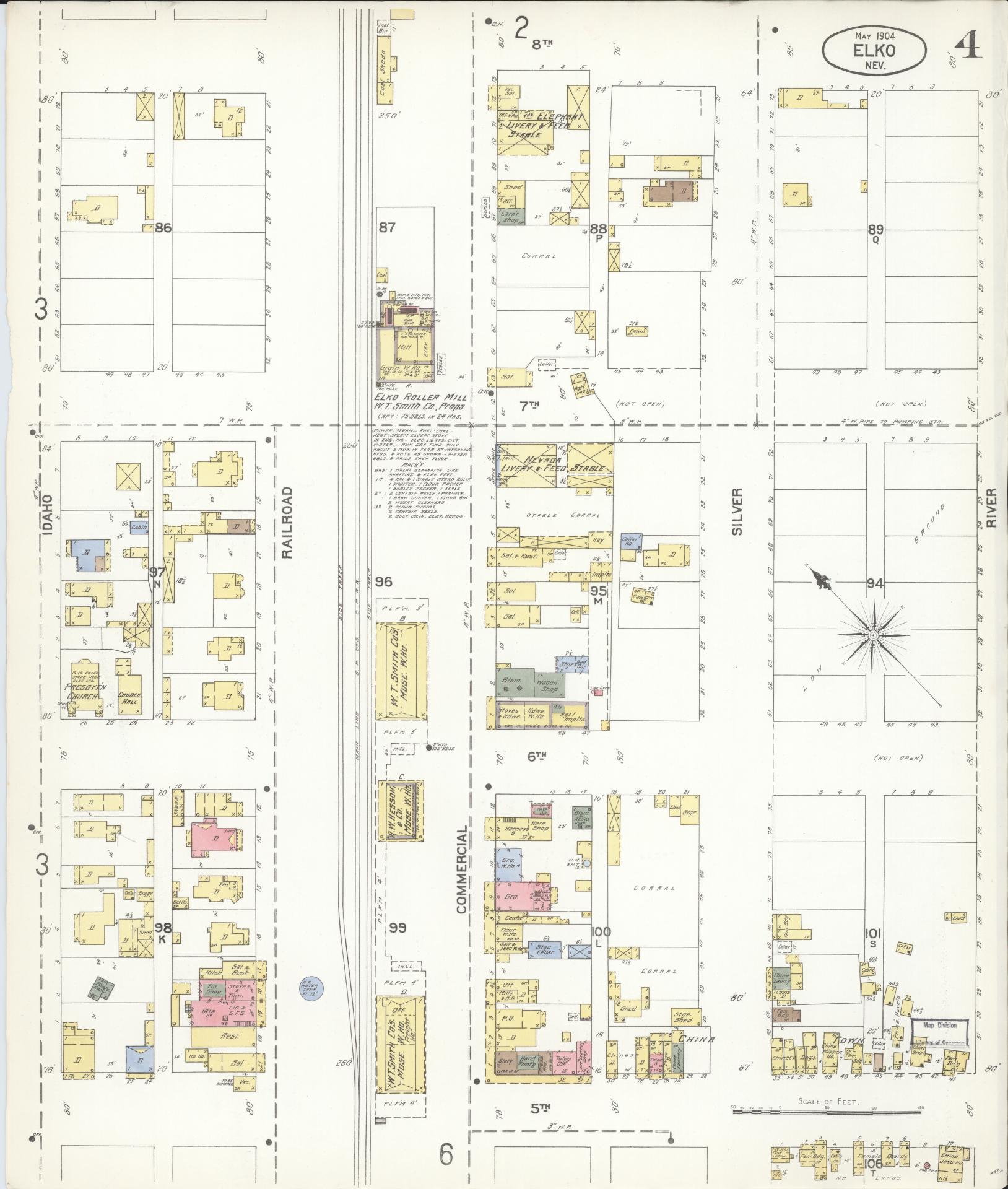 Sanborn Fire Insurance Map from Elko, Elko County, Nevada (1904), Sheet #0004 - Complete Map Set gallery image, historic Sanborn map, vintage wall art, Nevada Nevada