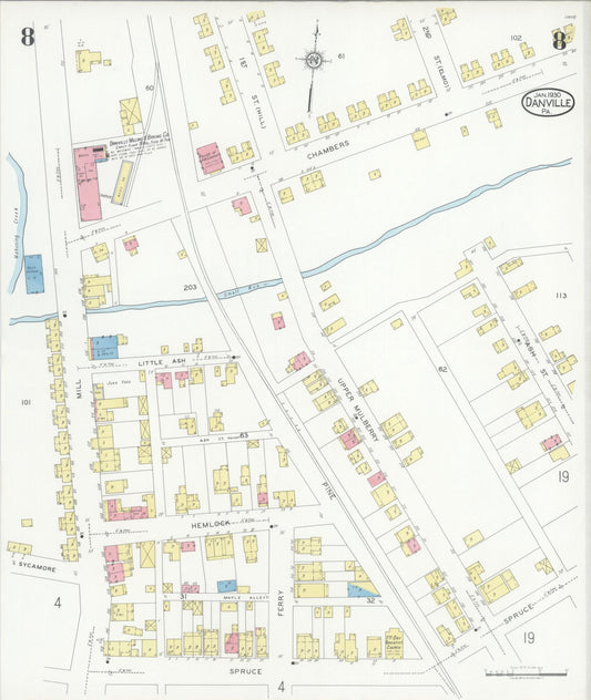 Sanborn Fire Insurance Map from Danville, Montour County, Pennsylvania (1930), Sheet #0008 - Historic Sanborn Fire Insurance Map Print, vintage old map wall art, antique decor, genealogy gift, Pennsylvania Pennsylvania map