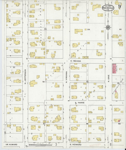 Sanborn Fire Insurance Map from Rockville, Parke County, Indiana (1921), Sheet #0009 - Historic Sanborn Fire Insurance Map Print, vintage old map wall art, antique decor, genealogy gift, Indiana Indiana map