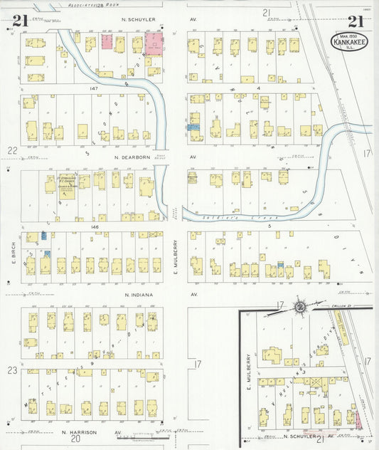 Sanborn Fire Insurance Map from Kankakee, Kankakee County, Illinois (1930), Sheet #0021 - Historic Sanborn Fire Insurance Map Print, vintage old map wall art, antique decor, genealogy gift, Illinois Illinois map