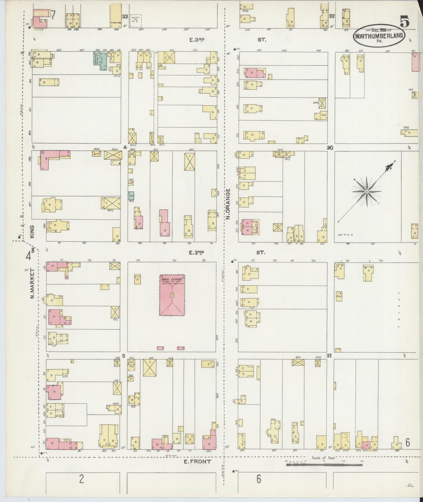 Sanborn Fire Insurance Map from Northumberland, Northumberland County, Pennsylvania (1906), Sheet #0005 - Complete Map Set gallery image, historic Sanborn map, vintage wall art, Pennsylvania Pennsylvania