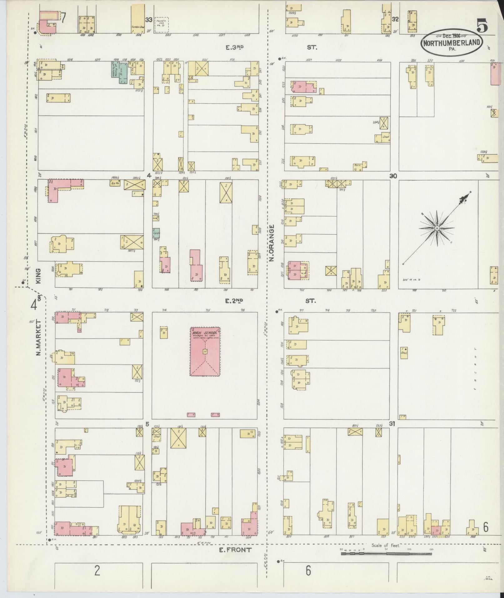 Sanborn Fire Insurance Map from Northumberland, Northumberland County, Pennsylvania (1906), Sheet #0005 - Complete Map Set gallery image, historic Sanborn map, vintage wall art, Pennsylvania Pennsylvania