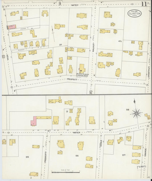 Sanborn Fire Insurance Map from Clinton, Worcester County, Massachusetts (1904), Sheet #0011 - Historic Sanborn Fire Insurance Map Print, vintage old map wall art, antique decor, genealogy gift, Massachusetts Massachusetts map