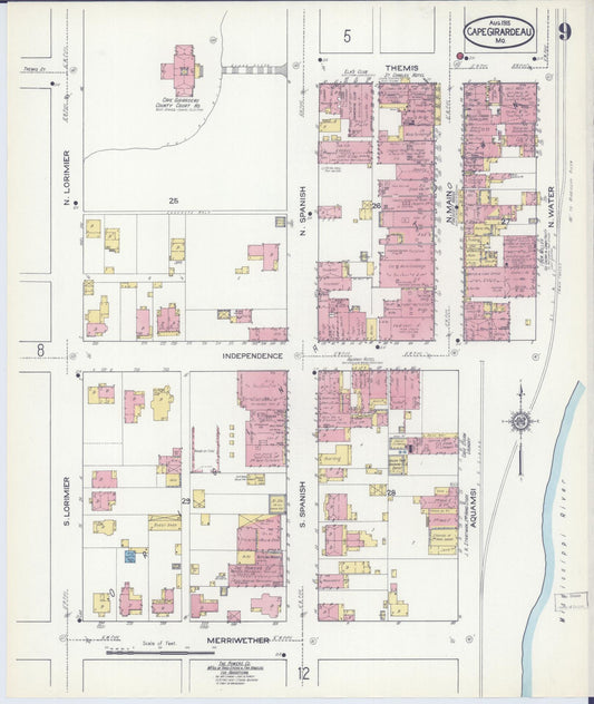 Sanborn Fire Insurance Map from Cape Girardeau, Cape Girardeau County, Missouri (1915), Sheet #0009 - Historic Sanborn Fire Insurance Map Print, vintage old map wall art, antique decor, genealogy gift, Missouri Missouri map