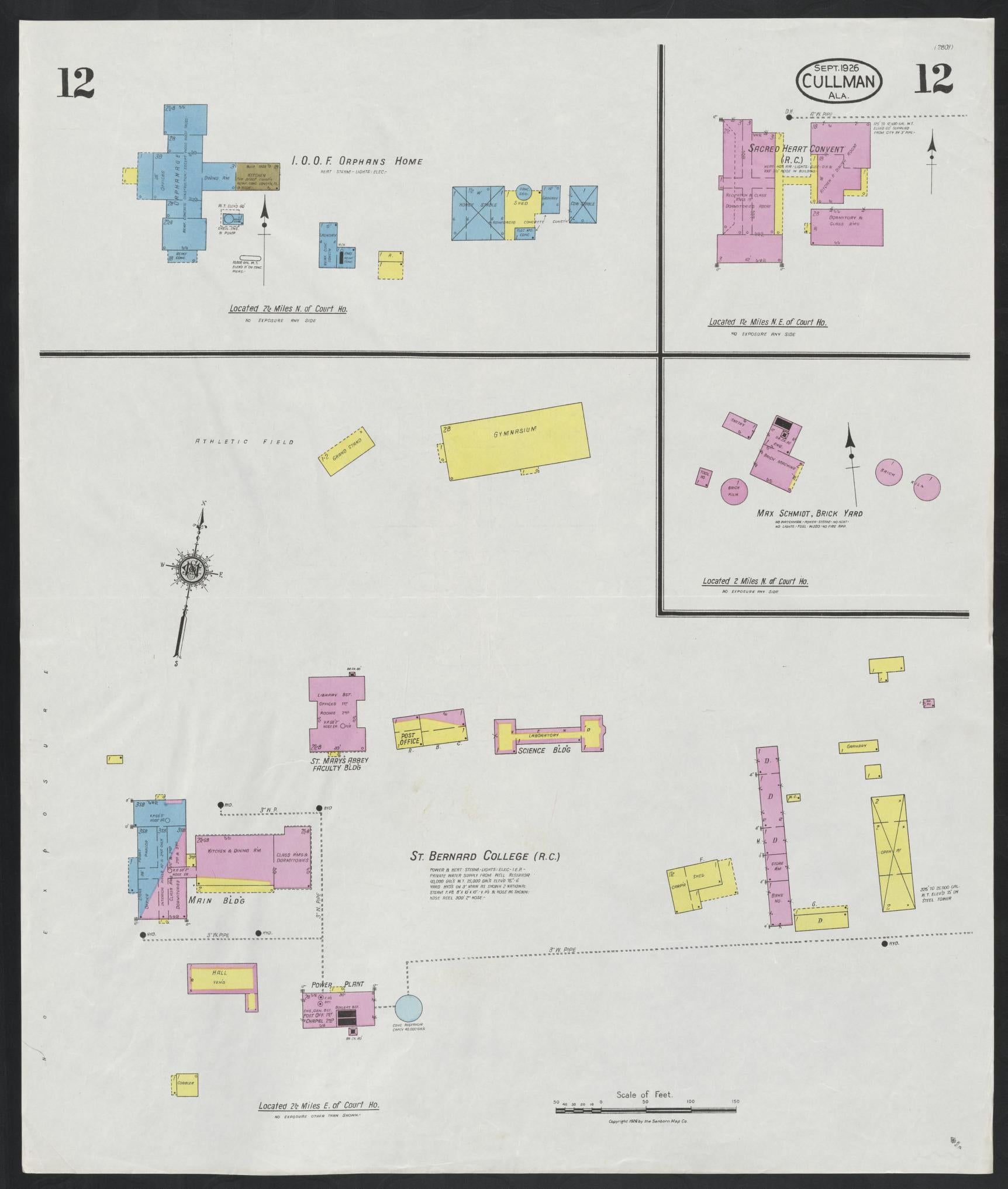 Sanborn Fire Insurance Map from Cullman, Cullman County, Alabama (1926), Sheet #0012 - Complete Map Set gallery image, historic Sanborn map, vintage wall art, Alabama Alabama