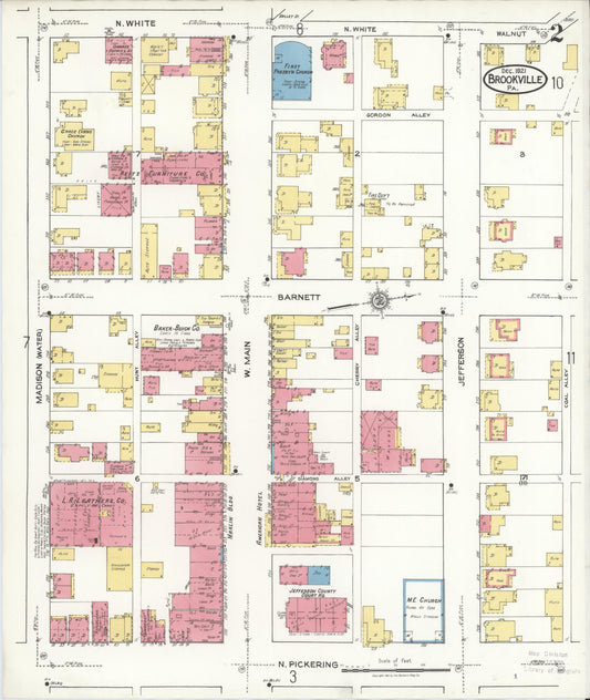 Sanborn Fire Insurance Map from Brookville, Jefferson County, Pennsylvania (1921), Sheet #0002 - Historic Sanborn Fire Insurance Map Print, vintage old map wall art, antique decor, genealogy gift, Pennsylvania Pennsylvania map