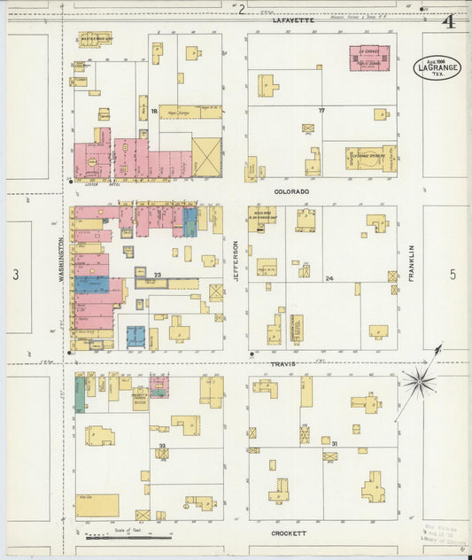 Sanborn Fire Insurance Map from La Grange, Fayette County, Texas (1906), Sheet #0004 - Historic Sanborn Fire Insurance Map Print, vintage old map wall art, antique decor, genealogy gift, Texas Texas map
