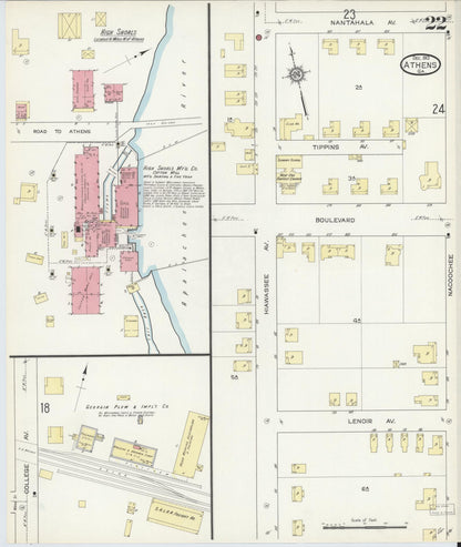 Sanborn Fire Insurance Map from Athens, Clarke County, Georgia (1913), Sheet #0022 - Complete Map Set gallery image, historic Sanborn map, vintage wall art, Georgia Georgia