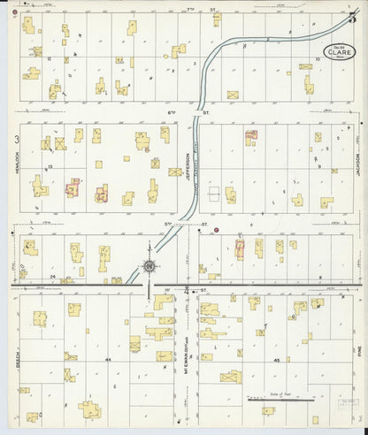Sanborn Fire Insurance Map from Clare, Clare County, Michigan (1910), Sheet #0005 - Historic Sanborn Fire Insurance Map Print, vintage old map wall art, antique decor, genealogy gift, Michigan Michigan map