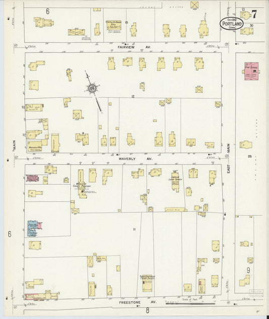 Sanborn Fire Insurance Map from Portland, Middlesex County, Connecticut (1912), Sheet #0007 - Historic Sanborn Fire Insurance Map Print, vintage old map wall art, antique decor, genealogy gift, Connecticut Connecticut map