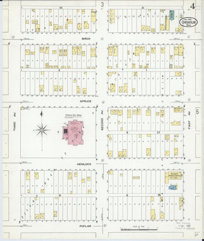 Sanborn Fire Insurance Map from Chisholm, Saint Louis County, Minnesota (1909), Sheet #0004 - Historic Sanborn Fire Insurance Map Print, vintage old map wall art, antique decor, genealogy gift, Minnesota Minnesota map