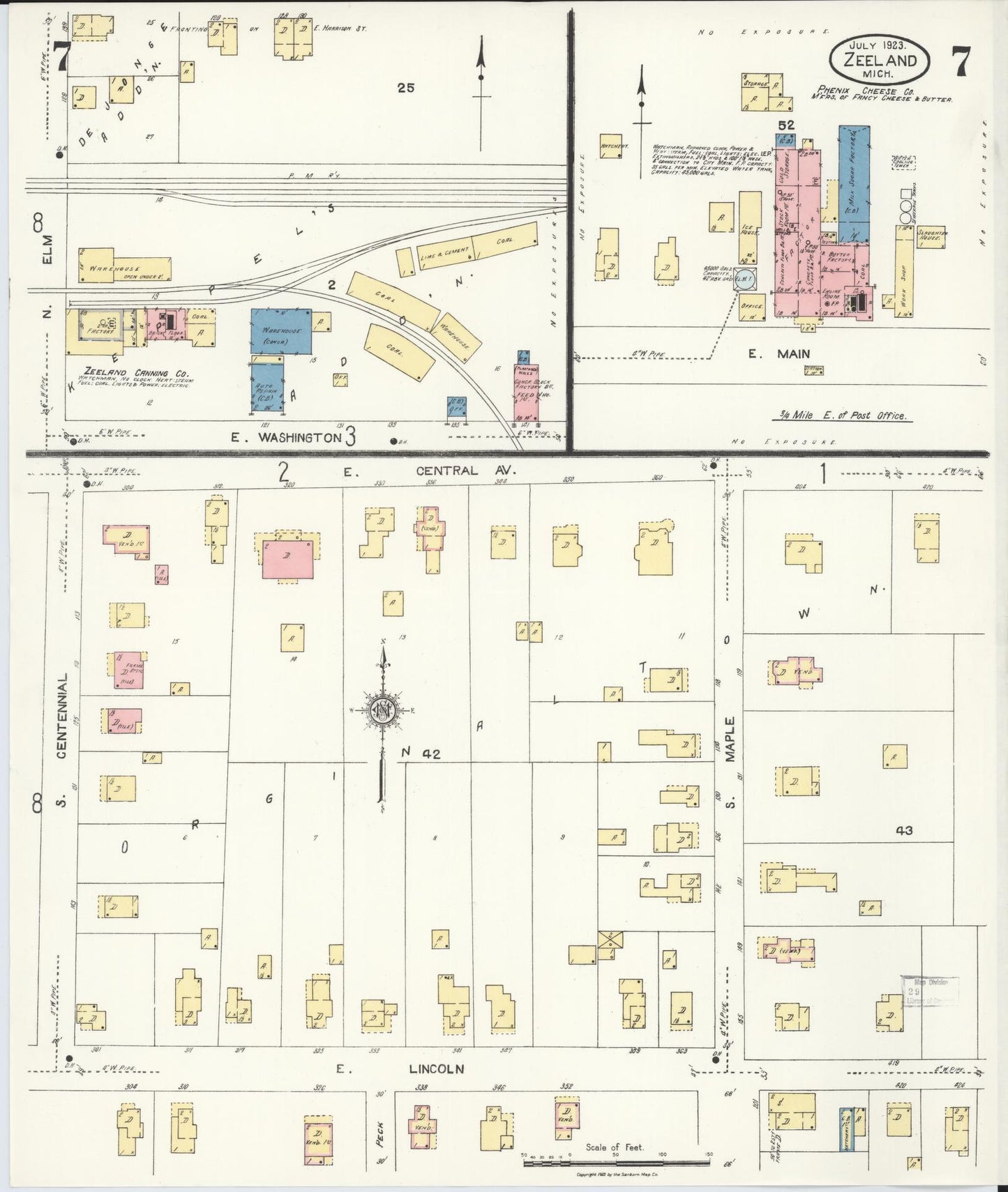 Sanborn Fire Insurance Map from Zeeland, Ottawa County, Michigan (1923), Sheet #0007 - Complete Map Set gallery image, historic Sanborn map, vintage wall art, Michigan Michigan