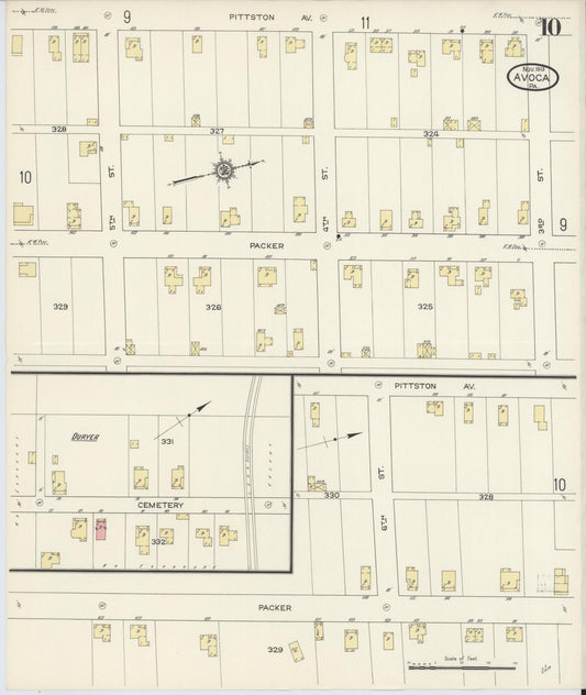 Sanborn Fire Insurance Map from Avoca, Luzerne County, Pennsylvania (1913), Sheet #0010 - Historic Sanborn Fire Insurance Map Print, vintage old map wall art, antique decor, genealogy gift, Pennsylvania Pennsylvania map