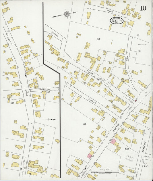 Sanborn Fire Insurance Map from Bath, Sagadahoc County, Maine (1919), Sheet #0018 - Historic Sanborn Fire Insurance Map Print, vintage old map wall art, antique decor, genealogy gift, Maine Maine map