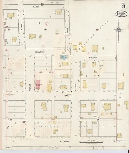 Sanborn Fire Insurance Map from Strawn, Palo Pinto County, Texas (1944), Sheet #0003 - Historic Sanborn Fire Insurance Map Print, vintage old map wall art, antique decor, genealogy gift, Texas Texas map
