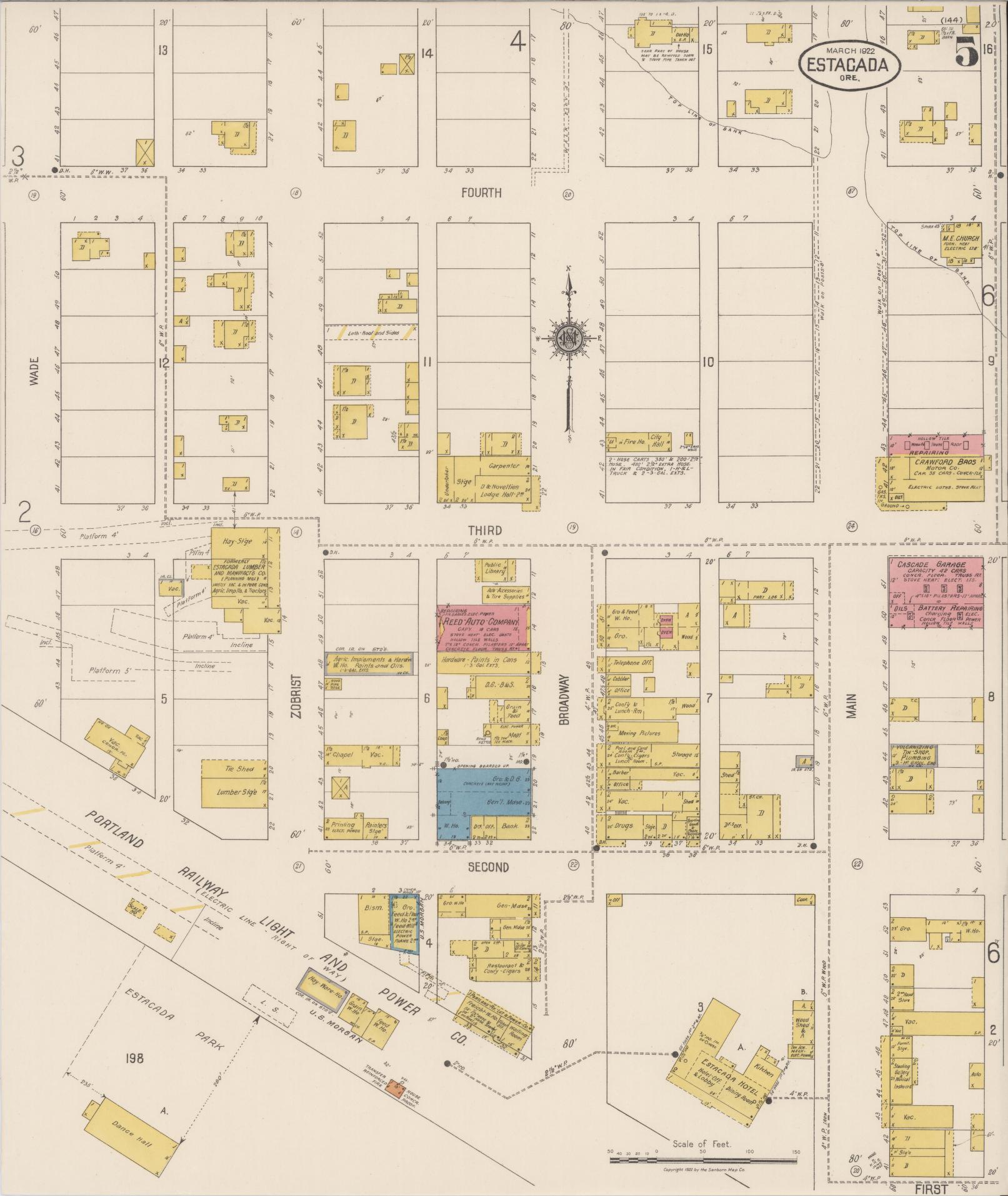 Sanborn Fire Insurance Map from Estacada, Clackamas County, Oregon (1922), Sheet #0005 - Complete Map Set gallery image, historic Sanborn map, vintage wall art, Oregon Oregon
