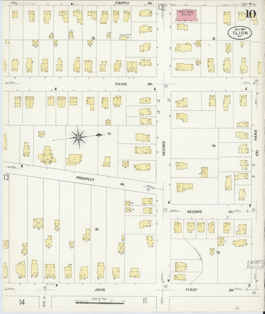 Sanborn Fire Insurance Map from Ilion, Herkimer County, New York (1907), Sheet #0010 - Historic Sanborn Fire Insurance Map Print, vintage old map wall art, antique decor, genealogy gift, New York New York map