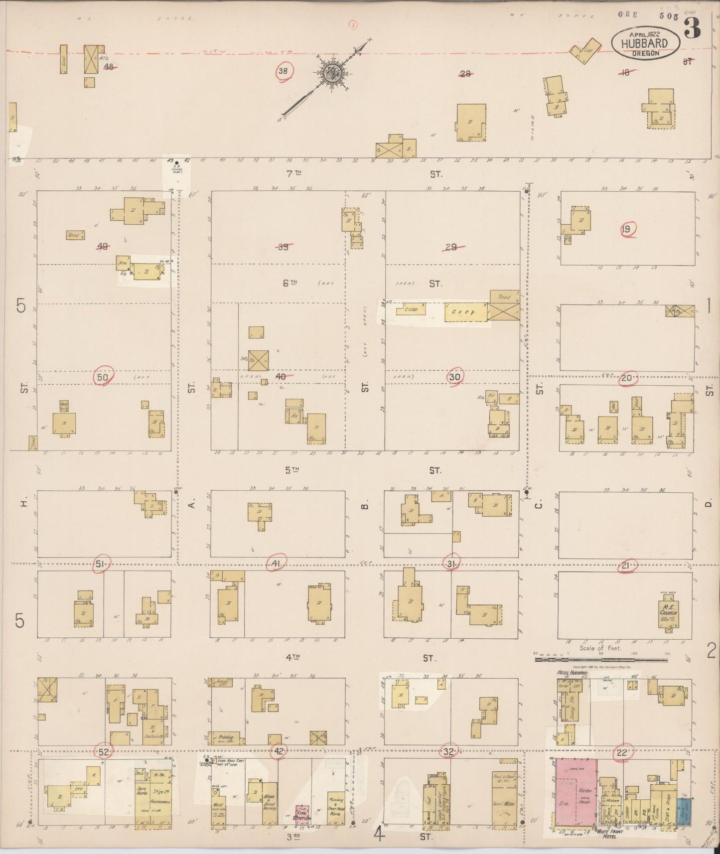 Sanborn Fire Insurance Map from Hubbard, Marion County, Oregon (1928), Sheet #0003 - Complete Map Set gallery image, historic Sanborn map, vintage wall art, Oregon Oregon