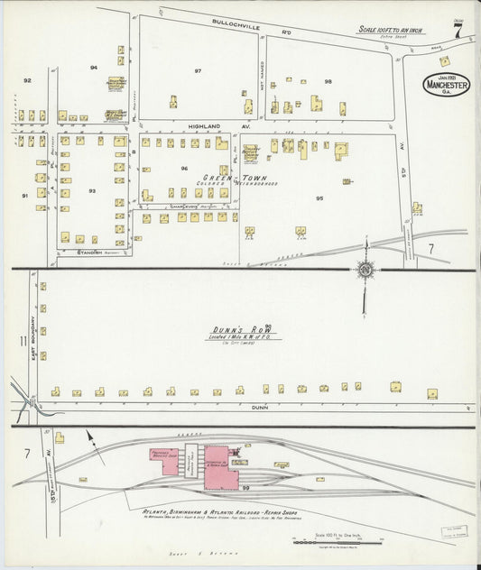 Sanborn Fire Insurance Map from Manchester, Meriweather County, Georgia. (1921), Sheet 7 – Historic Sanborn Fire Insurance Map Print