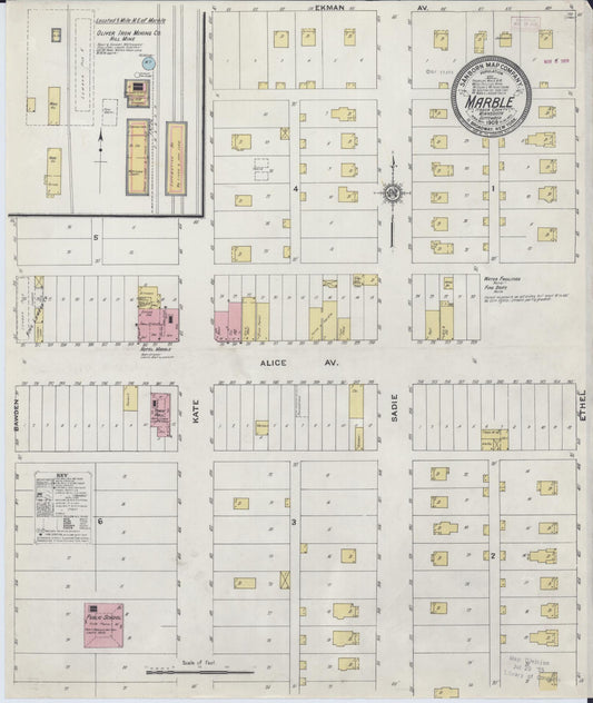 Sanborn Fire Insurance Map from Marble, Itasca County, Minnesota (1909), Sheet #0001 - Historic Sanborn Fire Insurance Map Print, vintage old map wall art, antique decor, genealogy gift, Minnesota Minnesota map