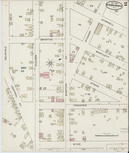 Sanborn Fire Insurance Map from New Brunswick, Middlesex County, New Jersey (1886), Sheet #0002 - Complete Map Set gallery image, historic Sanborn map, vintage wall art, New Jersey New Jersey