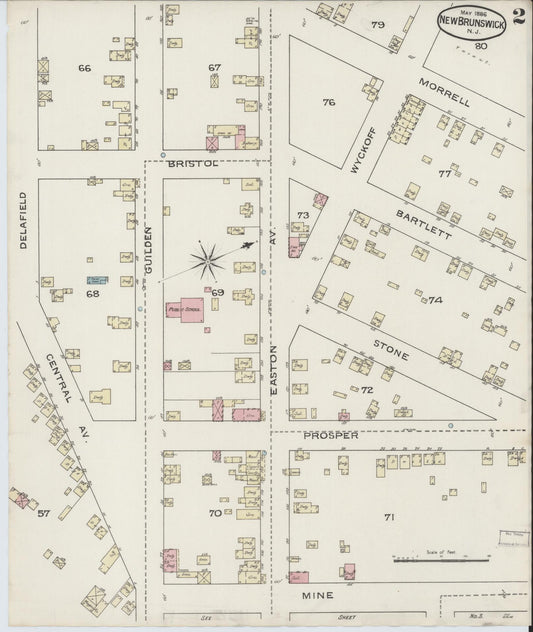 Sanborn Fire Insurance Map from New Brunswick, Middlesex County, New Jersey (1886), Sheet #0002 - Complete Map Set gallery image, historic Sanborn map, vintage wall art, New Jersey New Jersey