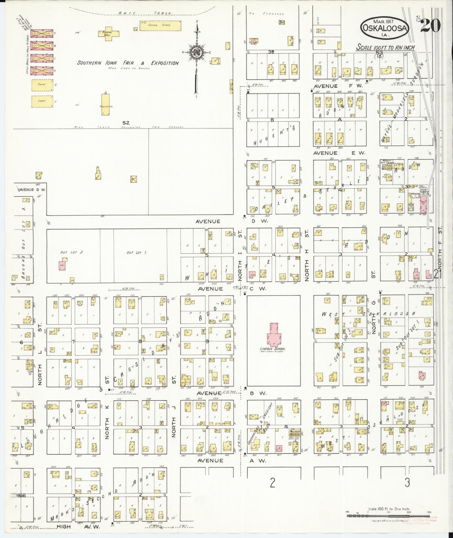 Sanborn Fire Insurance Map from Oskaloosa, Mahaska County, Iowa (1917), Sheet #0020 - Historic Sanborn Fire Insurance Map Print