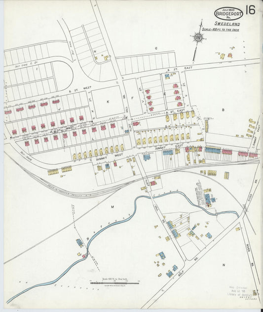 Sanborn Fire Insurance Map from Bridgeport, Montgomery County, Pennsylvania (1920), Sheet #0016 - Historic Sanborn Fire Insurance Map Print, vintage old map wall art, antique decor, genealogy gift, Pennsylvania Pennsylvania map