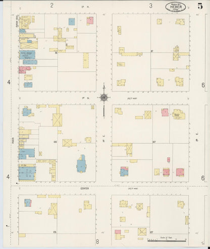 Sanborn Fire Insurance Map from Heber, Wasatch County, Utah (1917), Sheet #0005 - Complete Map Set gallery image, historic Sanborn map, vintage wall art, Utah Utah