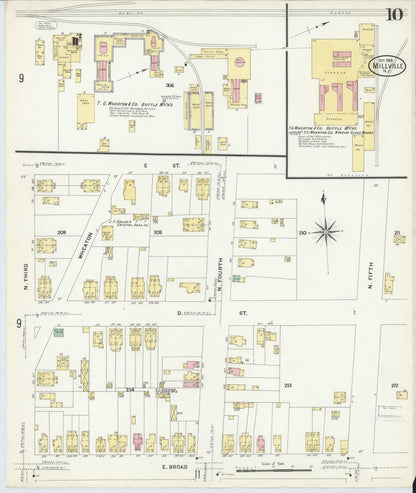 Sanborn Fire Insurance Map from Millville, Cumberland County, New Jersey (1908), Sheet #0010 - Historic Sanborn Fire Insurance Map Print, vintage old map wall art, antique decor, genealogy gift, New Jersey New Jersey map