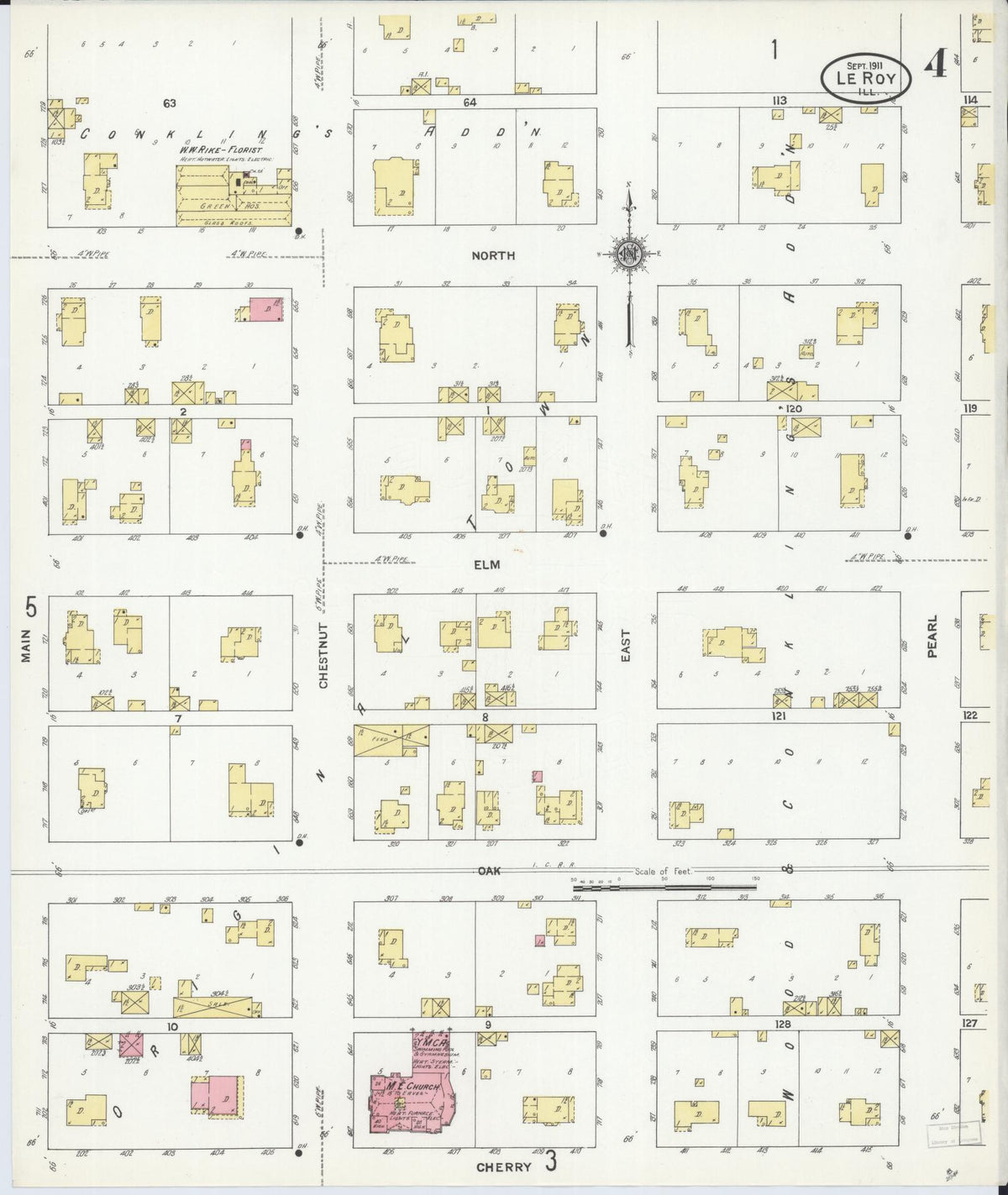 Sanborn Fire Insurance Map from Leroy, McLean County, Illinois (1911), Sheet #0004 - Complete Map Set gallery image, historic Sanborn map, vintage wall art, Illinois Illinois