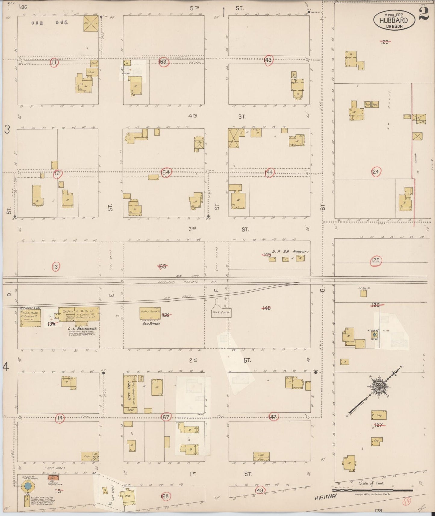 Sanborn Fire Insurance Map from Hubbard, Marion County, Oregon (1928), Sheet #0002 - Complete Map Set gallery image, historic Sanborn map, vintage wall art, Oregon Oregon